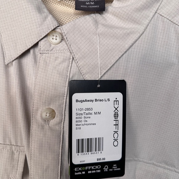 Mens Exifficio bugs away Briso L/S color bone size medium - Picture 3 of 6